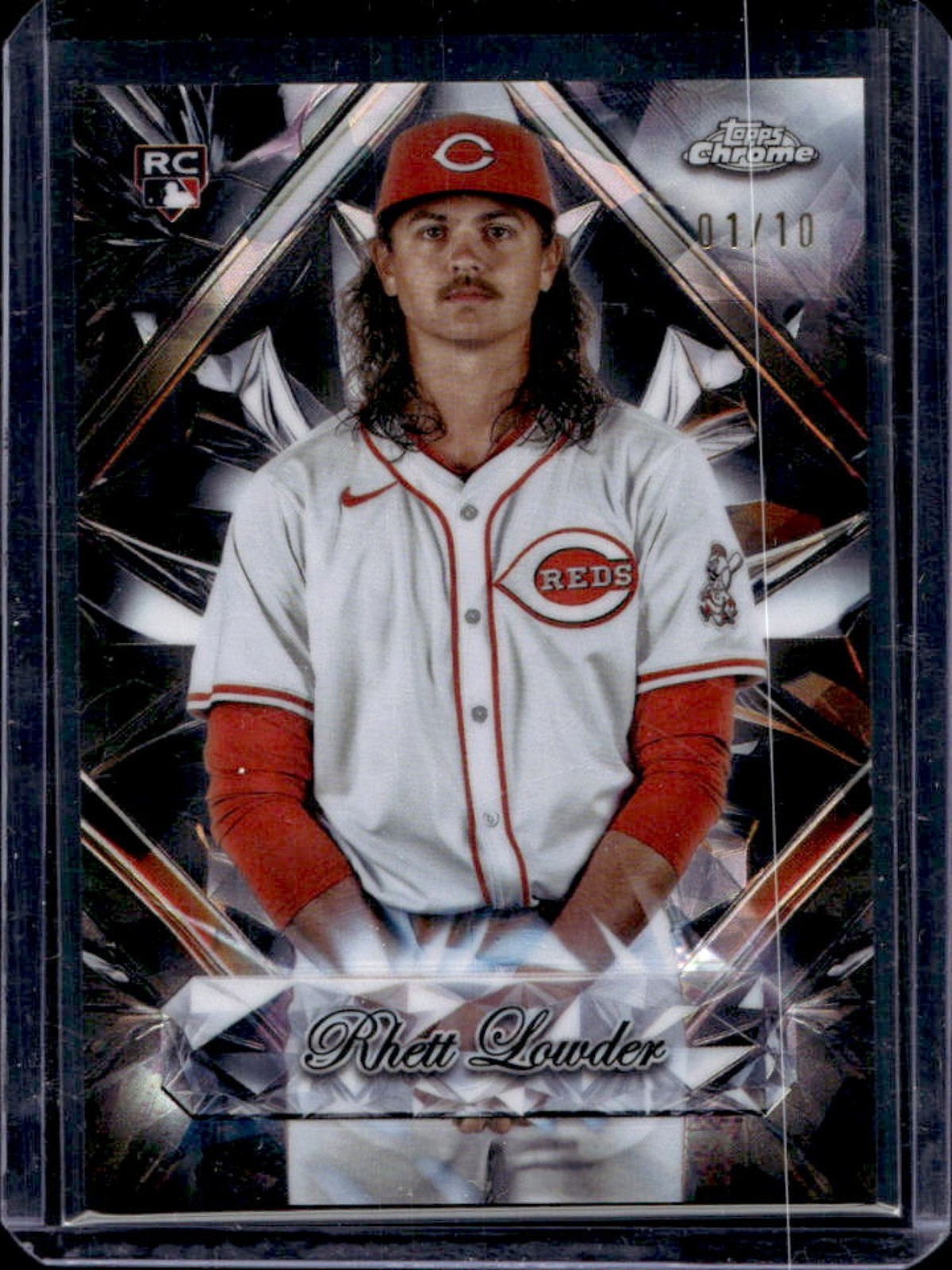 2025 Topps Chrome Sapphire Rhett Lowder Selections RC Black Refractor #/10 Reds