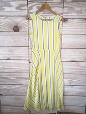 Finery Womens Dress Size 8 Yellow White Striped Sleeveless Satin Evening Party
