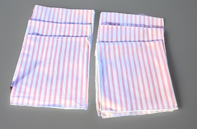 Six Vintage Marimekko Kesa Napkins Pink/White Stripe 100% Cotton Fallani & Cohn