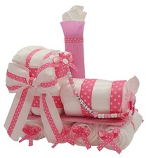 Personalised Baby Gir Gift  New Born Baby Shower Nappy cake basket/hamper  train