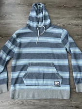 Quicksilver Great Otway Knit Hoodie Blue Stripe Mens XLarge