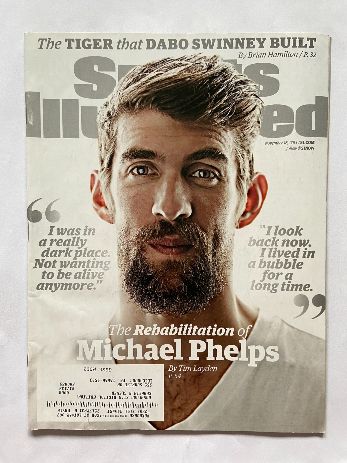 Sports Illustrated Magazine 11/16/2015 Michael Phelps Cover With Label