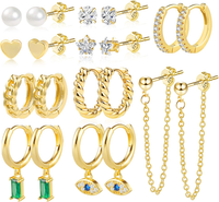 Ohrringe Gold Set Silber 925 Creolen Kleine Ohrstecker FüR Damen