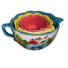 The Pioneer Woman Nesting Measuring Cups Breezy Blossoms Set Of 4 Stoneware Used