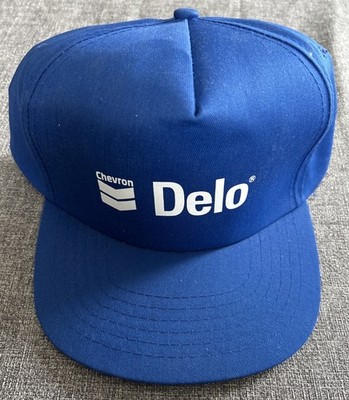Chevron DELO Oil Fuel Gas Blue Hat Cap Snap Back Trucker Bill Vintage