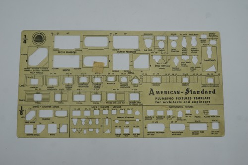 Vintage American-Standard Plumbing Fixtures Template Architect Engineer Drafting