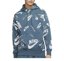NIKE Sportswear Mens/Unisex All Over Print Pullover Hoodie Blue SZ M