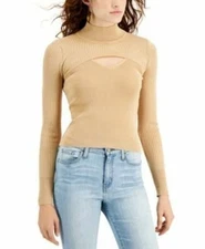 Hooked Up By Iot Juniors Mock Neck Super Crop Ginger Root Size Medium NEW