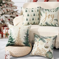Christmas Pillow Covers 20 x 20 Inch Set of 4, Christmas Trees Throw Pillowca...