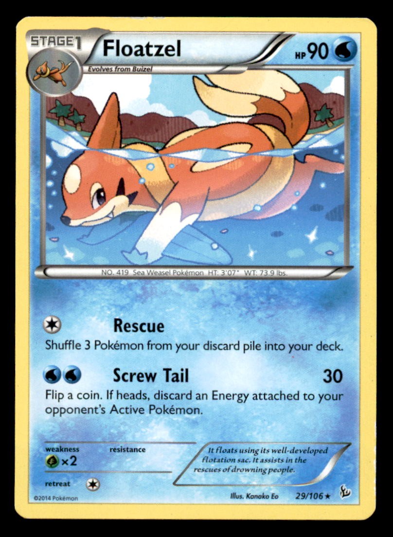 Floatzel 29/106 Rare Flashfire Pokemon Moderately Played