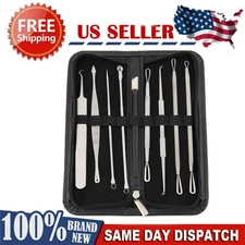 Blackhead Whitehead Pimple Spot Comedone Extractor Remover Popper Tools Kit 9Pcs