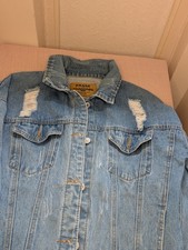 Vintage Style Ripped Denim Jacket - Made in Korea - Size M