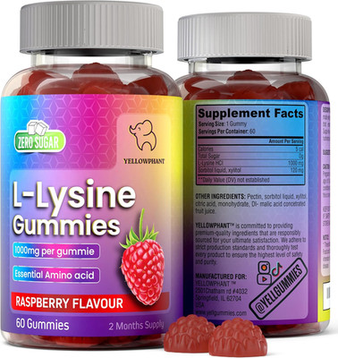 L Lysine Gummies, 1000Mg Cold Sore Supplement, Zero Sugar, Chewable Amino Acid f