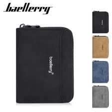 Man's Leather Mini Wallet Multi-functional Zipper Wallet ID Card Purse Coin Bag