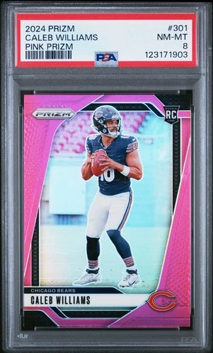 2024 PANINI PRIZM PINK PRIZM #301 CALEB WILLIAMS ROOKIE RC PSA 8