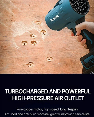 Soplador Violento Makita 30000 RPM Turbo Jet Ventilador 18V Plumero de Aire Eléctrico Sin Batería - Imagen 9 de 13