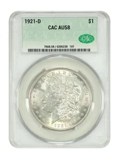 1921-D Morgan Silver Dollar CAC AU58 Micro D 🔥Denver Mint Final Year Collector