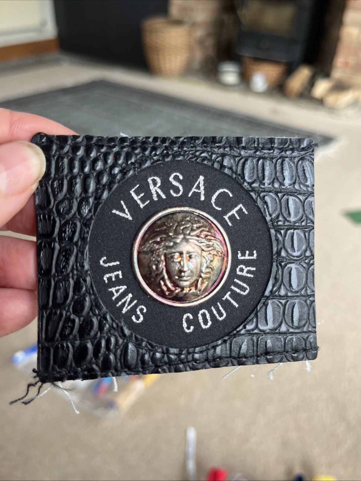 Authentic Vintage 90s Versace Jeans Couture Leather Waist Patch Medusa Hardware