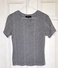 Womens Juniors Short Sleeve Gray Pullover Shirt Top by Active USA Size : Medium