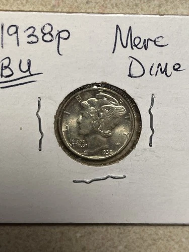 1938 P Mercury Silver Dime - Full Split Bands ~ Brilliant Uncirculated