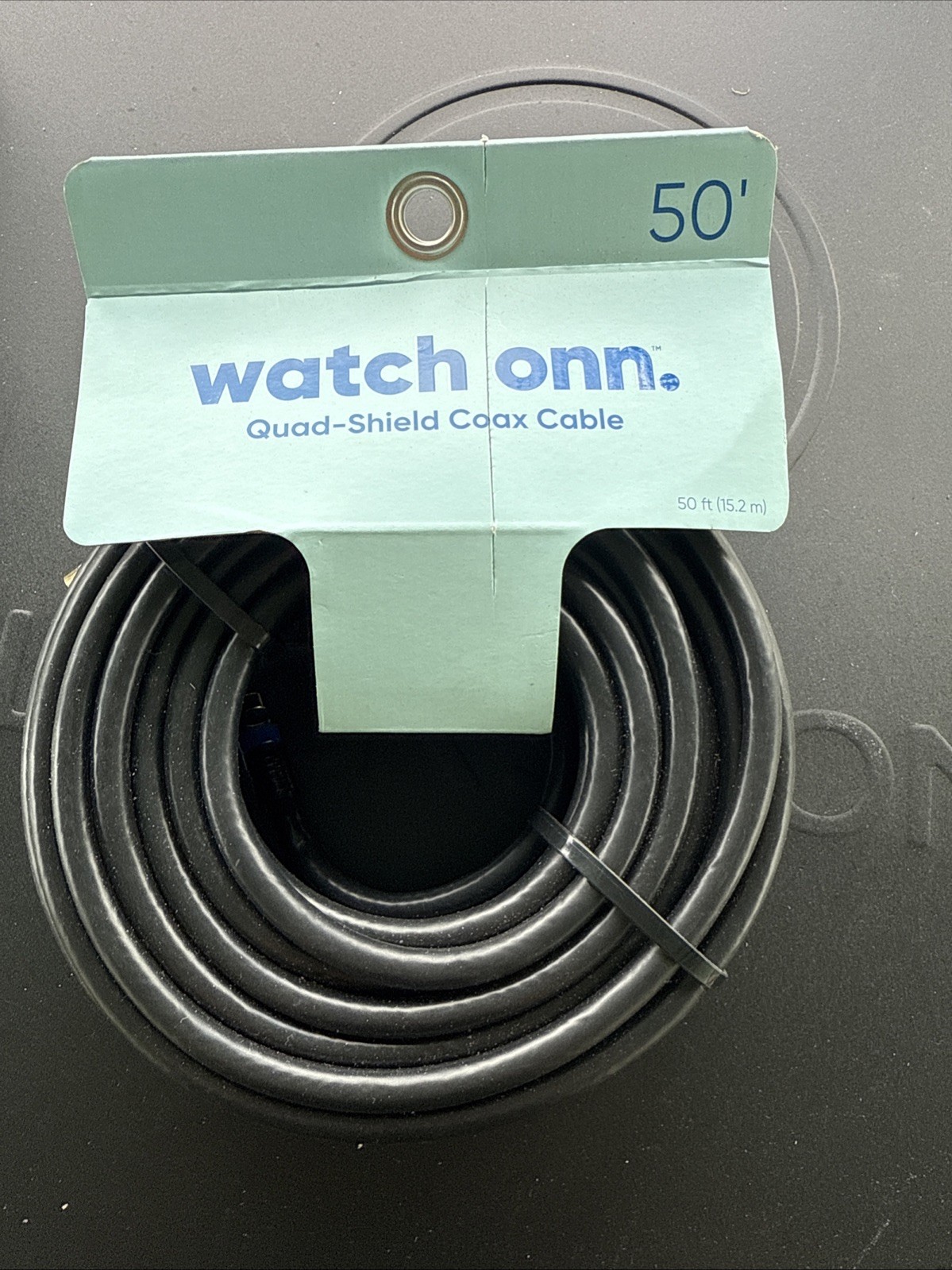 50ft Quad-Shield Coax Cable for ONN TV Antennas Indoor Outdoor In-Wall Black 50'