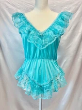 Vintage 1970s Alana Gale Blue Teddy Lingerie USA Fairy Coquette Fancy Kawaii Y2K