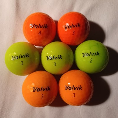 Collectible Golf balls , volvik , vivid, DS77, 3 piece, orange and green 7ct.