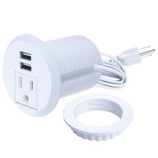 Desktop Power Grommet,2inch Hole Table Power Grommet Outlet with 2 USB Chargi...