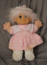 Vintage Russ Troll Doll 12" Pink Dress Beret