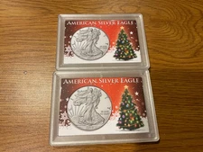 2)Full Color Whitman Christmas Holders for Silver Eagles