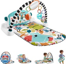 Fisher-Price Baby Playmat Glow and Grow Kick and Play Piano Gym, Blue Musical