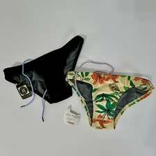 Jolyn Swimwear Bikini Bottoms Bundle NWT XS Black + Floral Print Drawstring Swim