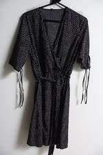 Influence Womens Spotted Wrap Dress with Belt - Black - Size 14 (j76)