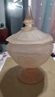 Anchor Hocking Mayfair Pink Frosted Depression Candy Dish & Lid