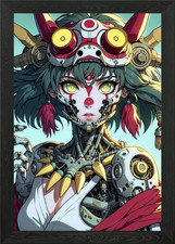 Fantasy cybrepunk girl Framed Wall Art Poster Canvas Print Picture