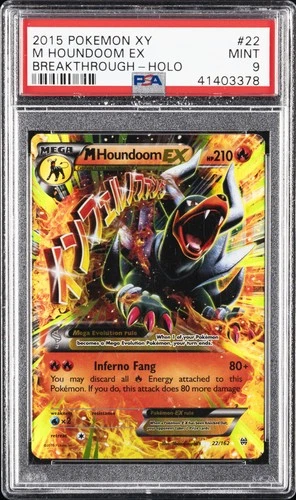 2015 POKEMON XY BREAKTHROUGH #22 M HOUNDOOM EX PSA 9