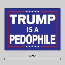 Anti-Trump Sticker Epstein"Trump Is A Pedophile"  3.75" Vinyl Decal