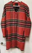 Maison Scotch Women's Punk Radar Throw-on Collarless Plaid Jacket Size 1/2 ~8-10