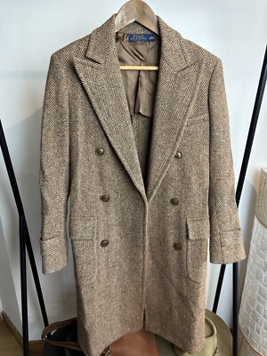 Polo Ralph Lauren Double Breasted Coat Brown Herringbone