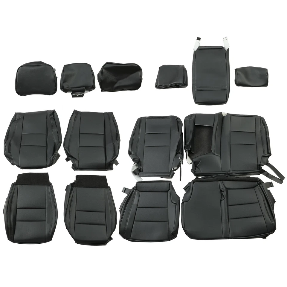 Black Full 5-Seat Cover Cushion Set Front & Rear For 2011-19 Jeep Grand Cherokee Foto 3 de 4