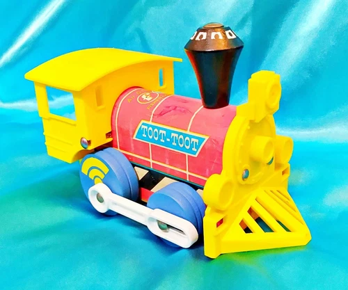 Vintage 1964 Fisher Price "Toot-Toot #643" Wooden Pull Train Toy no String.