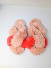 Anthropologie Lexie Pink Faux Fur Slippers M/L Women's 8.5-9.5