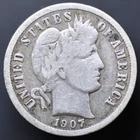 1907-P Barber Dime VF 90% Silver (#5953)
