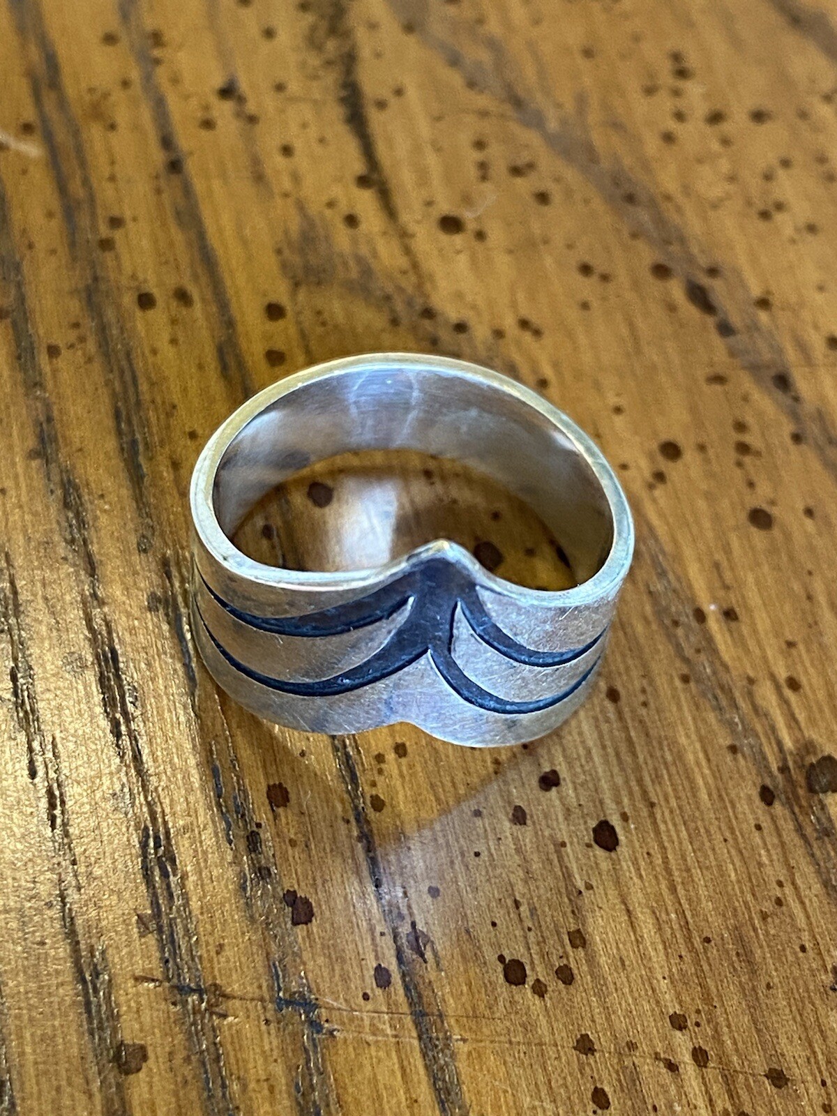 Sterling Silver Ring 925 Pointer Scrollwork Wide … - image 2