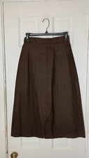 True Vintage 1970's Brown Wool Flared Midi Knee 70's Skirt S A1