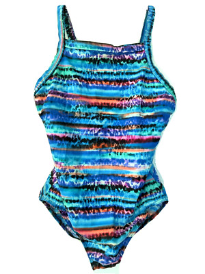 Miraclesuit Estilo One Piece Bathing Swim Suit Sz 12 Nylon Spandex Multicolor
