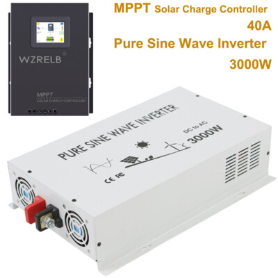 3000W Pure Sine Wave Inverter 24V 40A MPPT Charge Controller Solar Home System