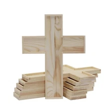 Unfinished Wooden Crosses for Painting and Crafting | 12 Crosses