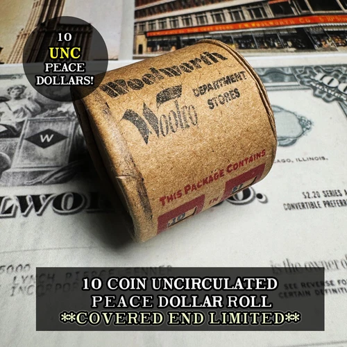 Uncirculated Peace Silver $1 - 10 Coin Roll - Limited- Woolworth/Woolco