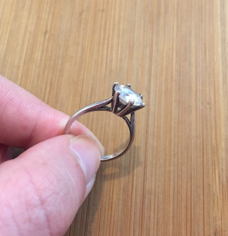 Large Crystal Solid Sterling Silver Solitaire 925… - image 2